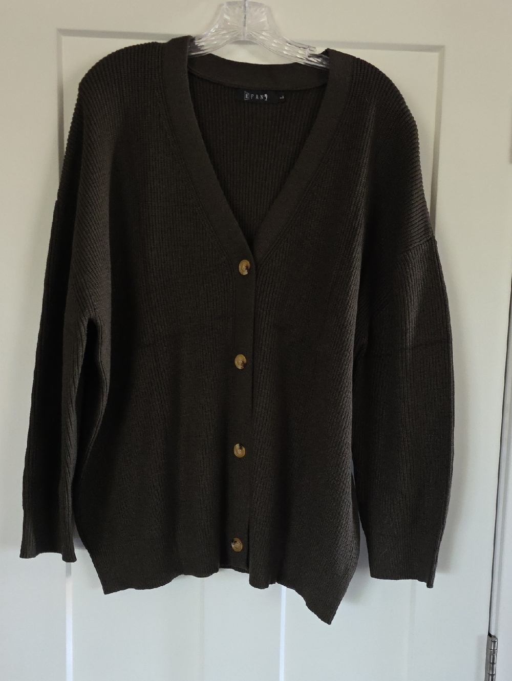 Dark Green Knit Button-Up Cardigan